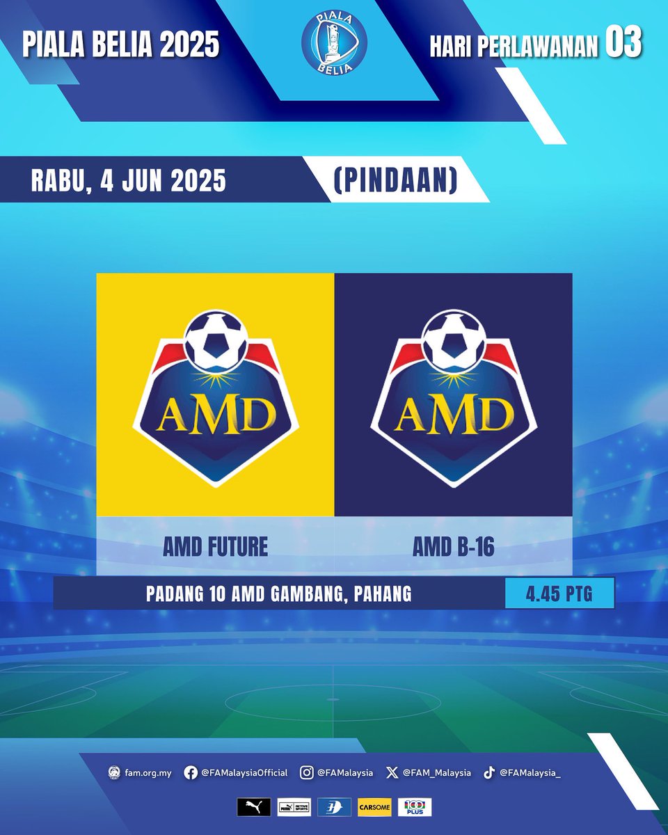 Hari Perlawanan 3 | Piala Belia 2025 (Pindaan)

🗓️ Rabu, 4 Jun 2025
🕓 4.45 petang

#FAM #HarimauMalaya #PialaBelia2025