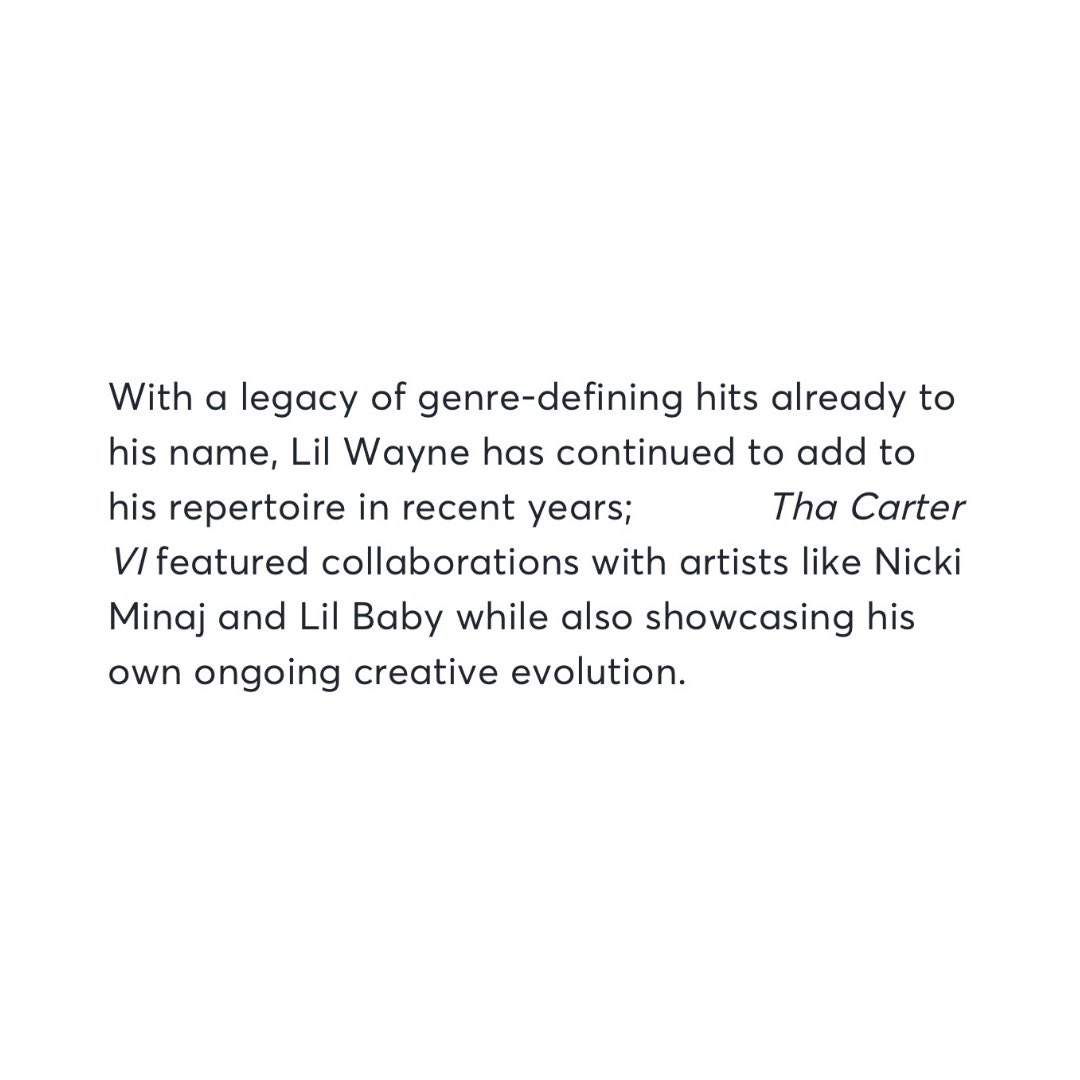 Ticketmaster appear to have accidentally revealed two HUGE features from 'Tha Carter VI' 👀🚨

LIL WAYNE x NICKI MINAJ
LIL WAYNE x LIL BABY

Both of these songs could be releasing THIS FRIDAY.