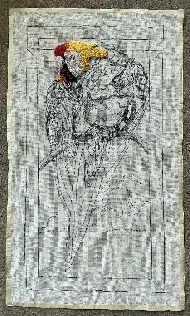 58rughooker's tweet image. Time for working on the new project is scant, as I'm preparing to teach a workshop soon and won't have much spare time. But I did get some more feathers filled in, so that's better than nothing! ☺️