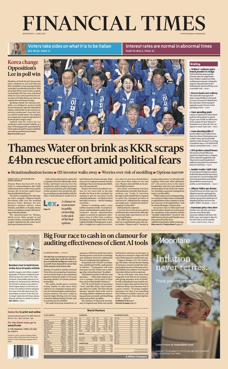 Just published: front page of the Financial Times, UK edition, Wednesday June 4 on.ft.com/3SCbH0C
