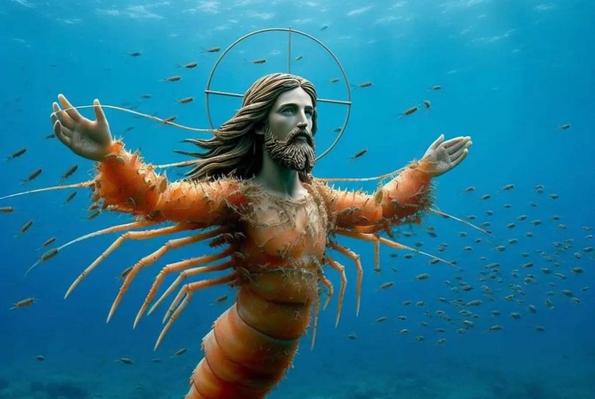 Shrimp Jesus is an early example of AI slop and "dead internet theory".

Low-quality, algorithmically produced content flooding social media to farm engagement.

Posts about Shrimp Jesus in religious groups are filled with "amen" and "hallelujah" comments making you question if