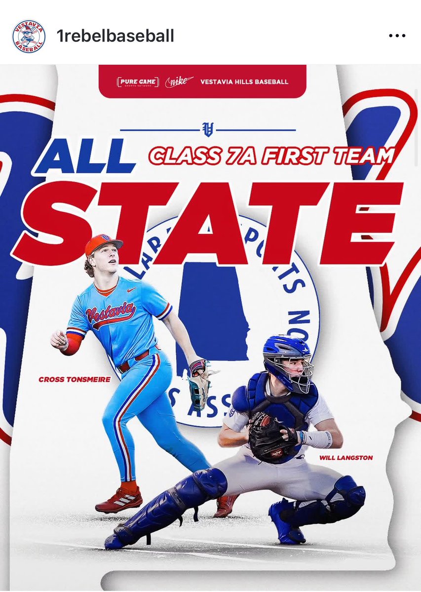 Blessed to be selected for the ASWA  class 7A All State First Team! <a href="/1rebelbaseball/">Vestavia Baseball</a>