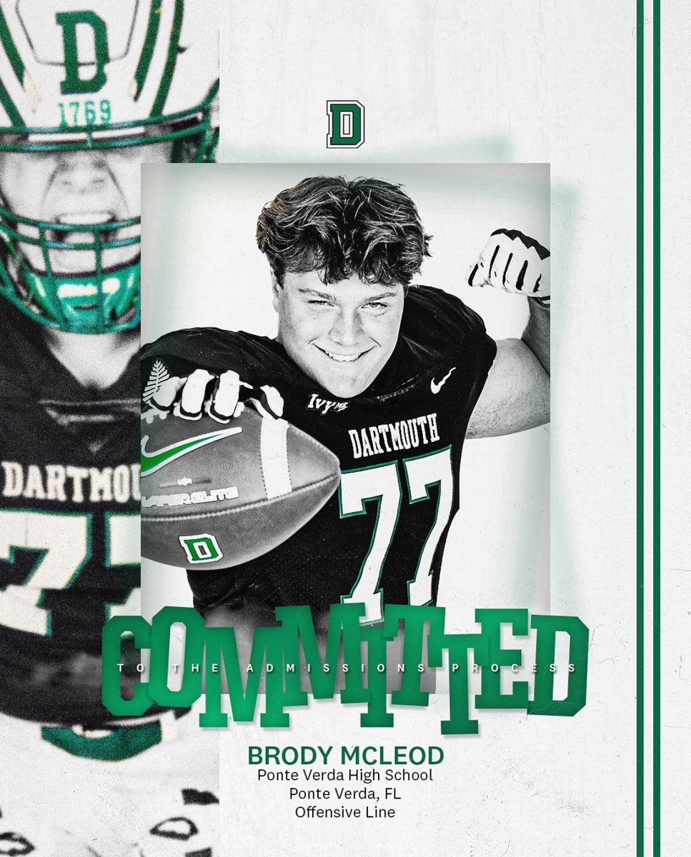 BH Recruiting Assistance (@recruitingbh) on Twitter photo Congrats to <a href="/PVSharksFB/">Ponte Vedra Football</a> OL <a href="/thebrodymcleod/">Brody McLeod</a> on his commitment to <a href="/DartmouthFTBL/">Dartmouth Football</a>โผ๏ธ Congrats to <a href="/PVSharksFB/">Ponte Vedra Football</a> OL <a href="/thebrodymcleod/">Brody McLeod</a> on his commitment to <a href="/DartmouthFTBL/">Dartmouth Football</a>โผ๏ธ