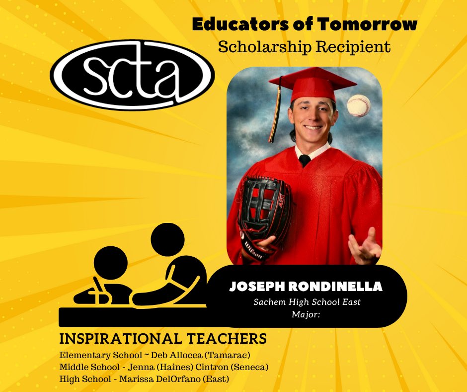 🎉Congratulations to Joseph Rondinella, East HS senior and SCTA ‘Educators of Tomorrow’ recipient.  Joseph plans to study Physical Education and Health Education next year.  Best wishes!
#EducatorOfTomorrow #FutureTeachers #SCTA 🎓📚💫 <a href="/nysut/">NYSUT</a> <a href="/aftunion/">AFT</a> @sachemcsd