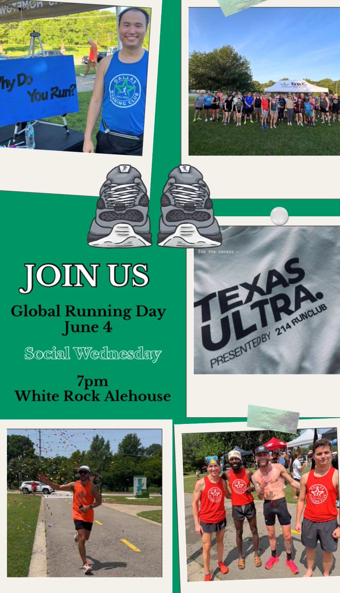 We kicked off #globalrunningday early last weekend with other #dallas run clubs!

Keep the celebration going—join us TOMORROW for the official day at our weekly DRC Social Run/Walk!

📍White Rock Alehouse | 7pm

#drc #socialrun