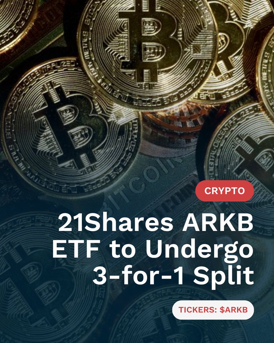 The ARK 21Shares Bitcoin ETF (ARKB) is undergoing a 3-for-1 share split on June 16 to improve accessibility and trading efficiency without changing the fund's structure or fees, reflecting 21Shares' ongoing commitment to investor-friendly solutions in the growing digital asset