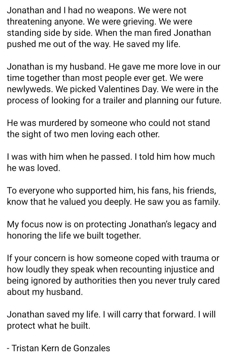<a href="/nypost/">New York Post</a> This isn’t an argument. He was gunned down after finding his dead dogs skull in his fucking mailbox, in front of the home he shared with husband that had burned to the ground. 

This was a fucking hate crime.