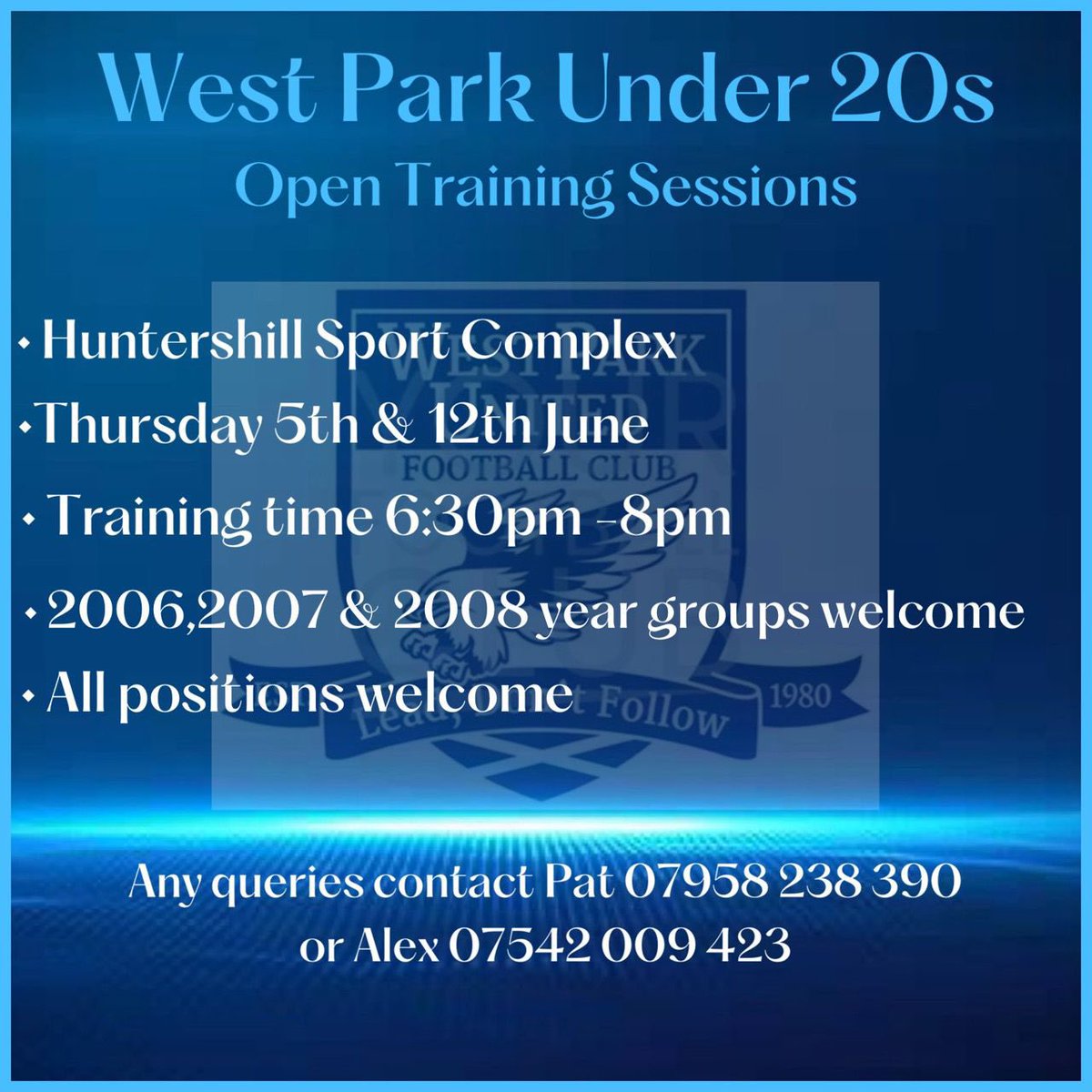 <a href="/WestParkWoSFL/">West Park United FC WOS</a> <a href="/PatrickBonnar8/">Patrick Bonnar</a> <a href="/westparkutdsecy/">WestParkSecretary</a> @TeamfinderScot1 <a href="/vsnsport/">VSN SPORT</a>