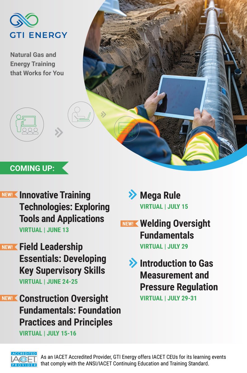 GTIeducation's tweet image. Power up your energy career with hands-on experience. Our virtual training lineup puts you at the heart of field operations to help you master key oversight and compliance practices.
Explore upcoming courses and get 15% off with code TAKE15_2025! linkedin.com/posts/gti-trai…