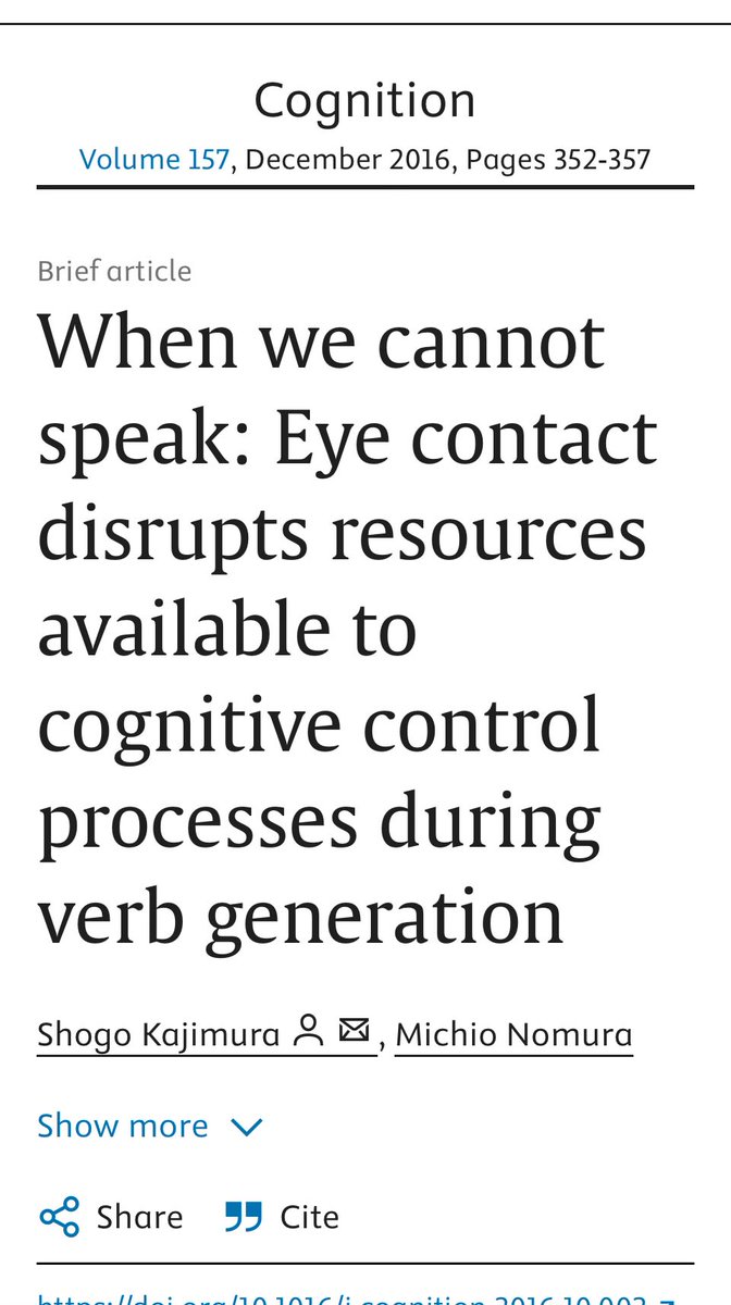 And this is why we tend to look away when communicating about anything that requires more than surface-level thinking.

It’s our way of offloading to hone concentration. 

🔗 in comment