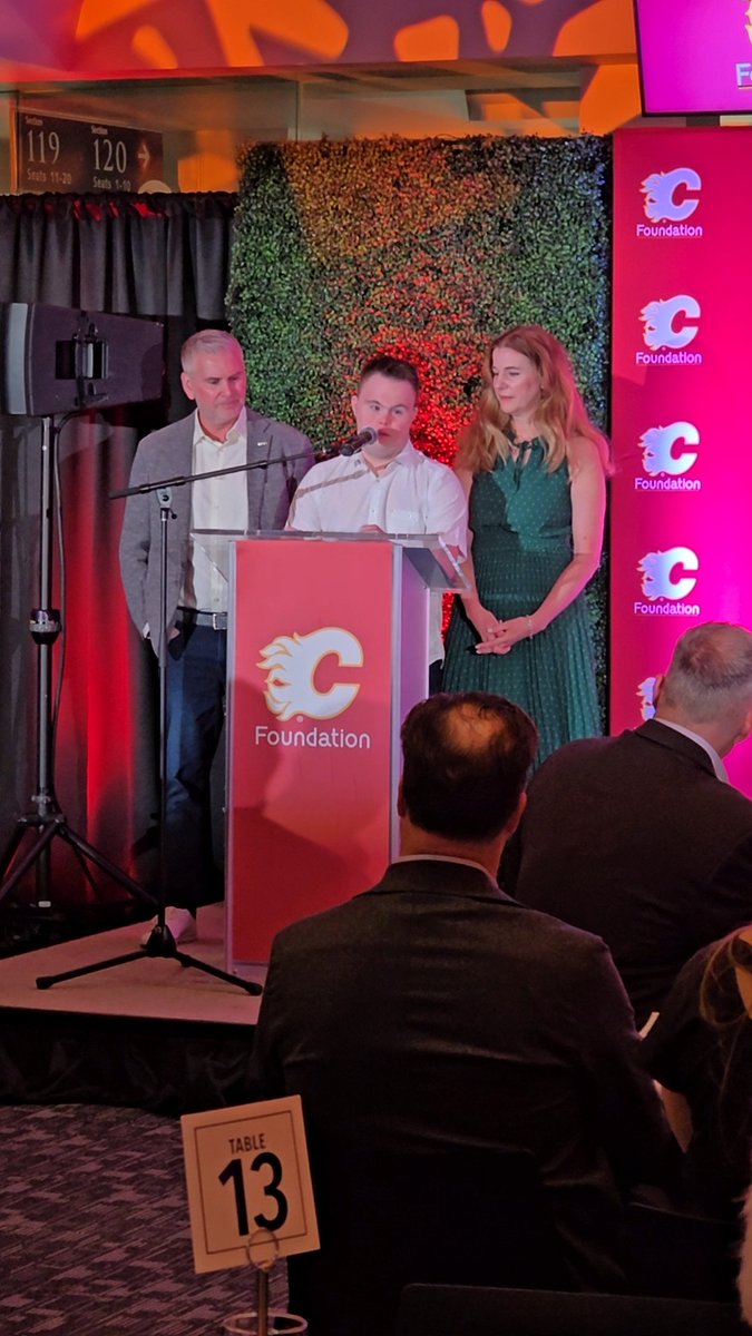 heroshockey's tweet image. A great morning and an opportunity for all in attendance to hear from one of our #SuperHEROS players Logan &amp;amp; his family. He shared what it meant to him to be a hockey player &amp;amp; leader in our adapted hockey community, and appreciation to the @FlamesFdn from all of his teammates.