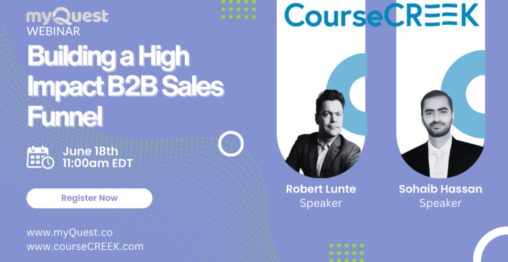 CourseCREEK (@course_creek) on Twitter photo One week to go! Join us on June 18th to learn how to build and optimize your B2B sales funnel.
Key takeaways:
Tech stack: CRM & lead gen engines
Funnel build-outs for your biz
Traffic-driving tactics
Register here: training.myquest.co/cc-webinar2-hi… One week to go! Join us on June 18th to learn how to build and optimize your B2B sales funnel.
Key takeaways:
Tech stack: CRM & lead gen engines
Funnel build-outs for your biz
Traffic-driving tactics
Register here: training.myquest.co/cc-webinar2-hi…