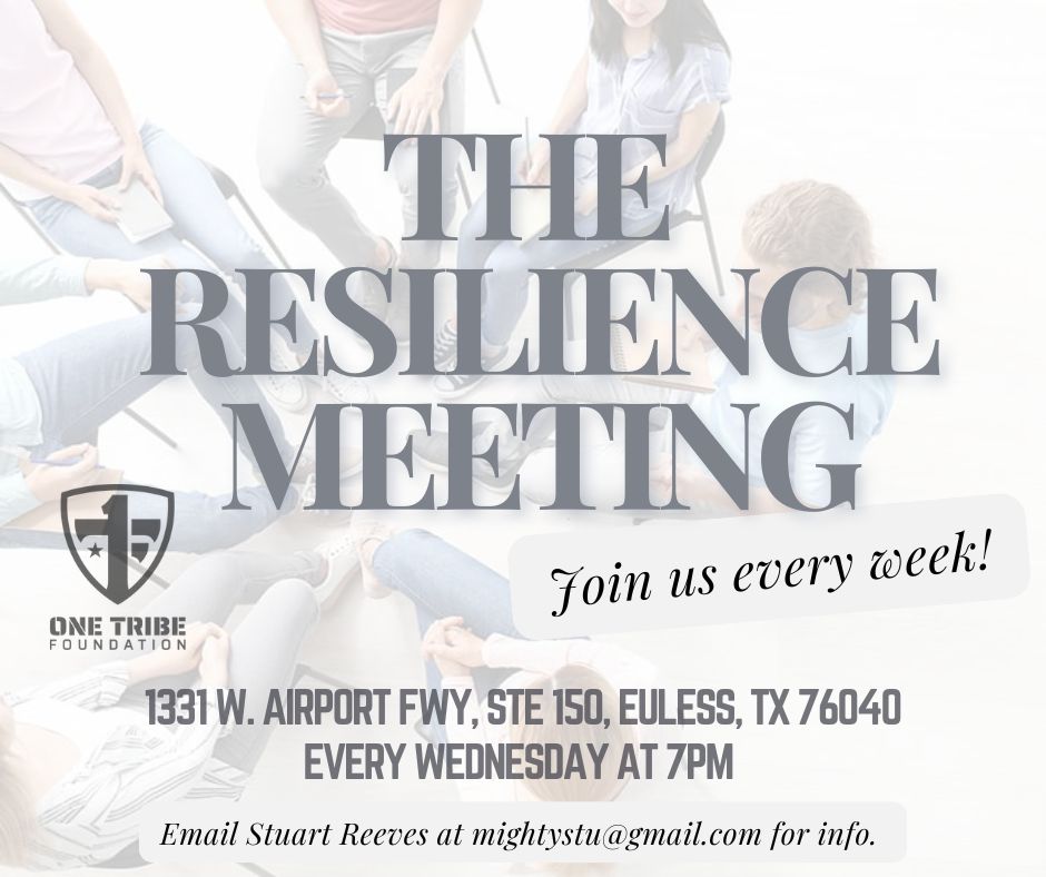 Join us tomorrow night for our weekly Resilience Meeting. Connect with likeminded individuals and gain the tools to become more resilient! #onetr1be