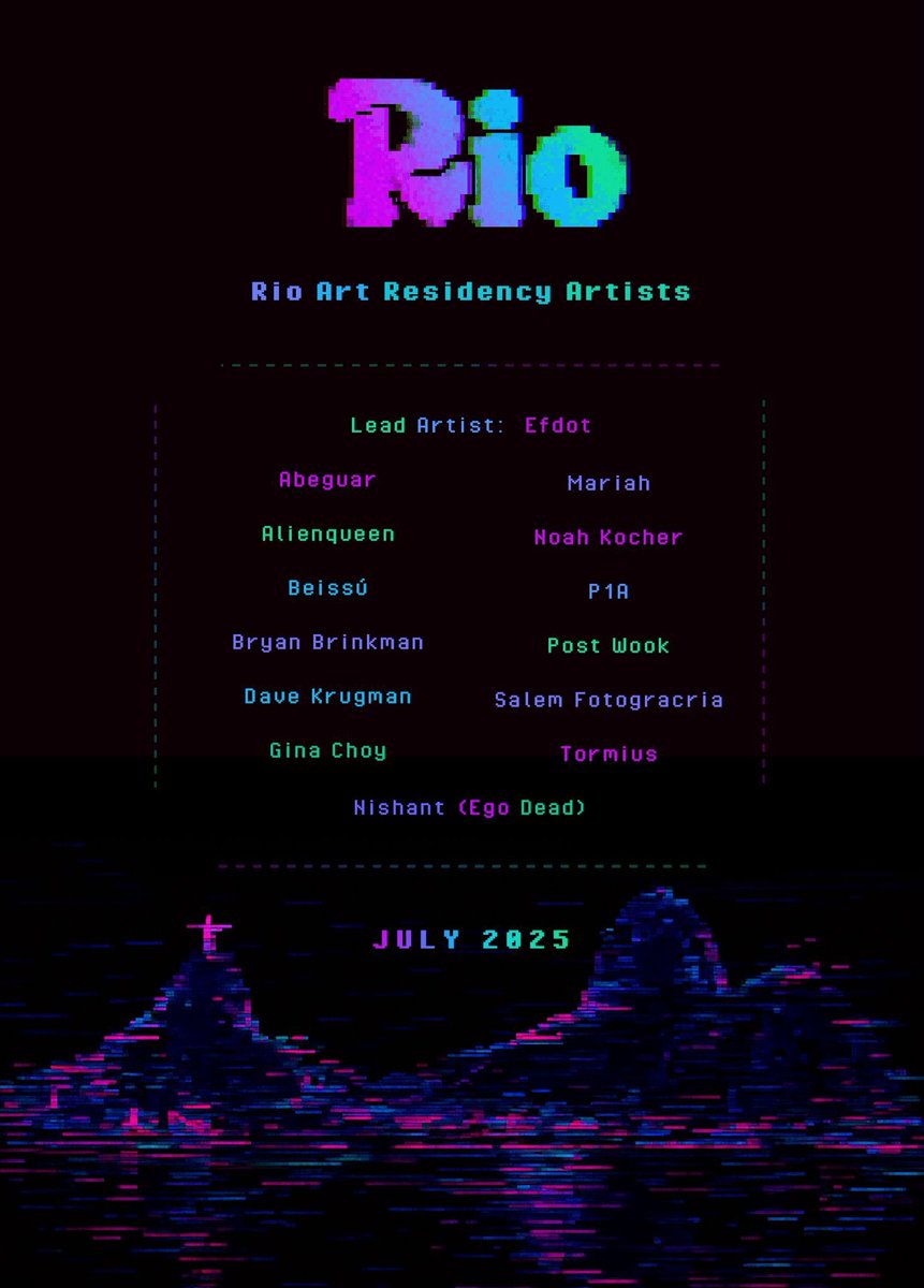 Rio Art Residency (@rioartresidency) on Twitter photo πͺπ¦π© 2025 ARTISTS πͺπ¦π©
<a href="/oabeguar/">Abeguar</a>
<a href="/ALIENQUEENNFT/">ALIENQUEEN</a>
<a href="/0xBEISSU/">BEISSΓ</a>
<a href="/bryanbrinkman/">Bryan Brinkman</a>
<a href="/dave_krugman/">Dave π π π</a>
<a href="/GinaChoy_/">Gina Choy</a>
<a href="/0xVestica/">Mariah π</a>
<a href="/egodead/">nishant</a>
<a href="/nolankosher/">Noah Kocher</a>
<a href="/P1AbyPIA/">P1A</a>
<a href="/POSTWOOK/">post wook β¨π»</a>
<a href="/fotogracria/">BR aesthetic</a>
<a href="/tormius/">tormius πΊ</a> πͺπ¦π© 2025 ARTISTS πͺπ¦π©
<a href="/oabeguar/">Abeguar</a>
<a href="/ALIENQUEENNFT/">ALIENQUEEN</a>
<a href="/0xBEISSU/">BEISSΓ</a>
<a href="/bryanbrinkman/">Bryan Brinkman</a>
<a href="/dave_krugman/">Dave π π π</a>
<a href="/GinaChoy_/">Gina Choy</a>
<a href="/0xVestica/">Mariah π</a>
<a href="/egodead/">nishant</a>
<a href="/nolankosher/">Noah Kocher</a>
<a href="/P1AbyPIA/">P1A</a>
<a href="/POSTWOOK/">post wook β¨π»</a>
<a href="/fotogracria/">BR aesthetic</a>
<a href="/tormius/">tormius πΊ</a>
