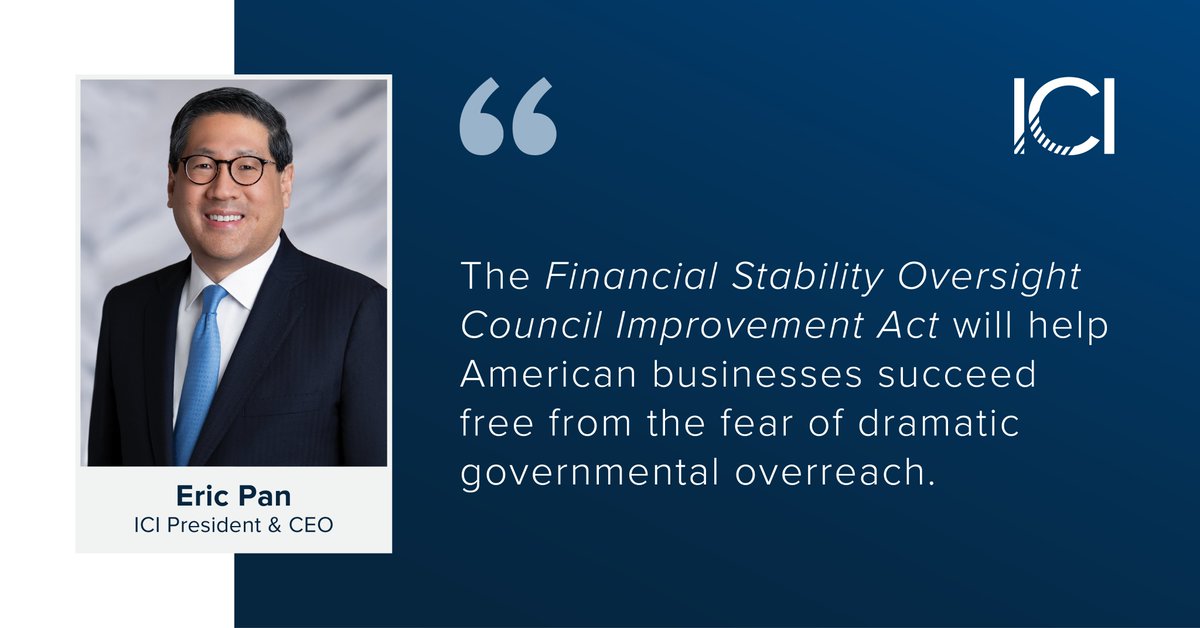 We encourage the House to move swiftly to pass the FSOC Improvement Act to bring more transparency to government and give greater certainty to registered funds, their managers, and the more than 120 million investors they serve. Read more: bit.ly/3ZhLgBc
