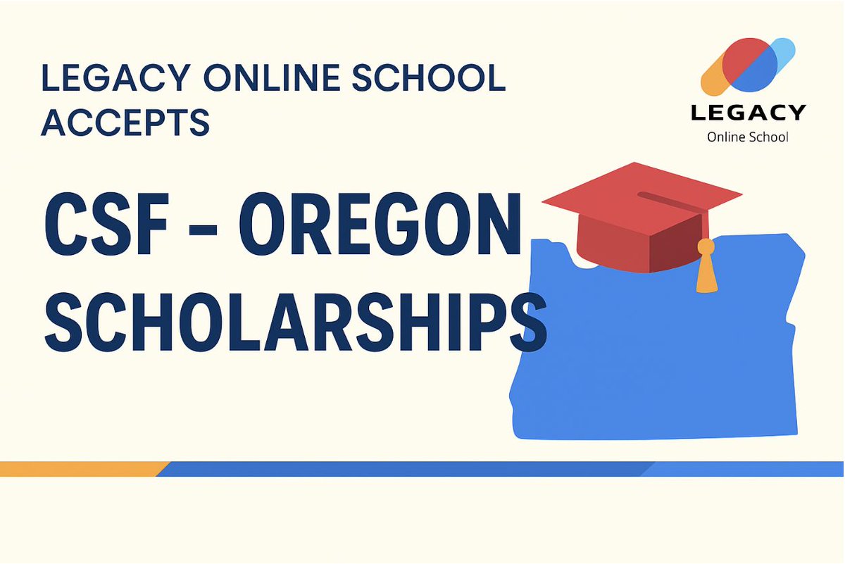 Oregon families can now use state scholarship programs to enroll their children in Legacy Online School — a fully accredited K–12 online school.

✅ Learn from anywhere
✅ U.S. curriculum
✅ Personalized support
A flexible, affordable path to quality education!