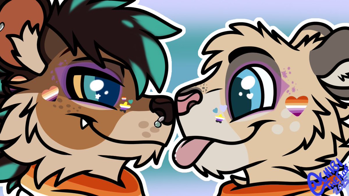 π³οΈββ§οΈ Chibi Puppy Floof π³οΈββ§οΈ (@chibithefloof) on Twitter photo Pride couple icon for both <a href="/SeabreezeFox/">π Breezy π</a> and <a href="/ThatLionThing/">ππ€Azzyππ€</a>!
Hope yβall like it as much as I did making it! :3 Pride couple icon for both <a href="/SeabreezeFox/">π Breezy π</a> and <a href="/ThatLionThing/">ππ€Azzyππ€</a>!
Hope yβall like it as much as I did making it! :3