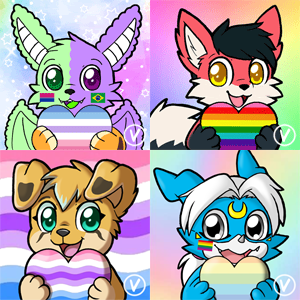 Pride themed icons/avatars are OPEN! 🏳️‍🌈
Any species, gender and flags accepted.

Price is 30€ static or 35€ animated.
If you prefer a full custom avatar instead of this YCH (with a pose and idea of your choice) I can do them for the same price. 

Payment via Paypal or Ko-fi.