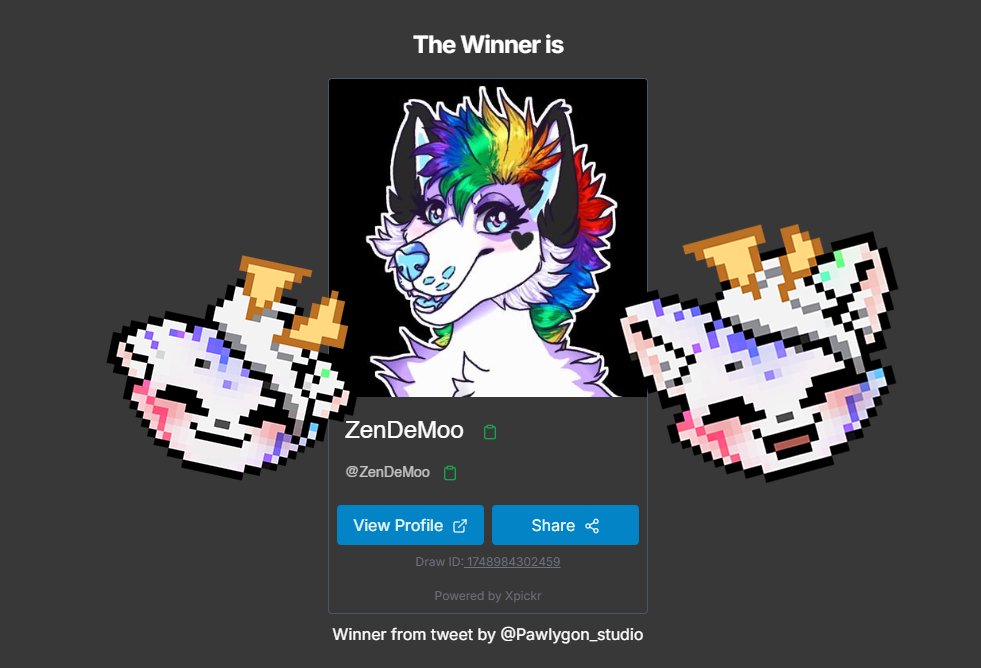 And the results are in - Congratulations <a href="/ZenDeMoo/">ZenDeMoo</a> !
You've won our #Furality Entry Giveaway! 🏆

➡️Use the Discount Code "PawlygonSomna" to get 30% off any product in our Gumroad store!