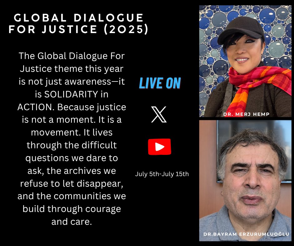 Global Dialogue For Justice (@gd4jforum) on Twitter photo The Global Dialogue is just around the corner and will be hosted by Dr. Merj Hemp <a href="/merj/">Scholar On The Move</a>, an American scholar and dedicated advocate for human and animal rights. She will be joined by her esteemed co-host, Dr. Bayram Erzurumluoğlu <a href="/BayramErzurumlu/">Bayram Erzurumluoglu</a>, one of the world’s most fearless The Global Dialogue is just around the corner and will be hosted by Dr. Merj Hemp <a href="/merj/">Scholar On The Move</a>, an American scholar and dedicated advocate for human and animal rights. She will be joined by her esteemed co-host, Dr. Bayram Erzurumluoğlu <a href="/BayramErzurumlu/">Bayram Erzurumluoglu</a>, one of the world’s most fearless
