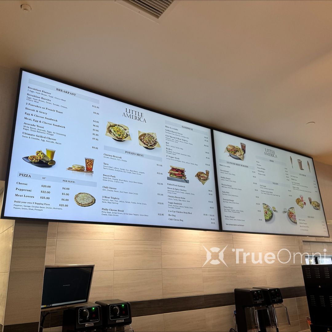 trueomni's tweet image. Just wrapped a solid install at Little America, WY! They’re now using TrueOmni screens as digital menu boards—easy updates, no reprints, and a modern guest experience.  
#TrueOmni #DigitalMenuBoards #SmartHospitality #LittleAmericaWY