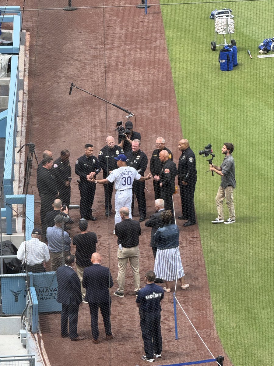 Dave Roberts is talking with a group of first responders right now.