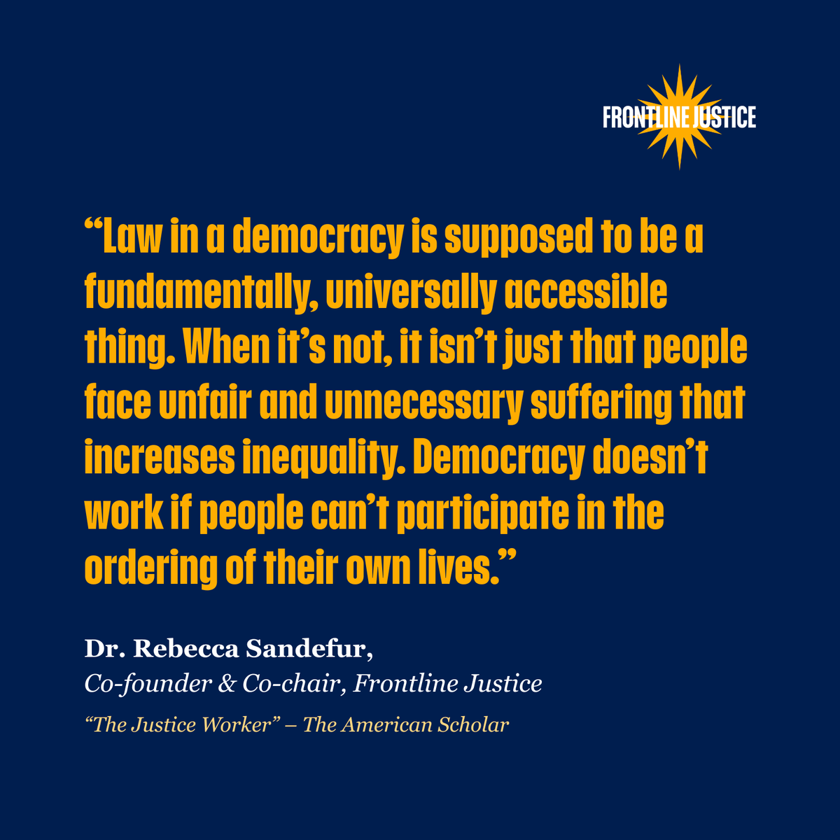 🗣️150 million people in the U.S. face civil legal problems every year—families on the brink of eviction, workers fighting for unpaid wages, survivors seeking protection. Most can’t afford a lawyer. Many don’t even know where to start.

In "The Justice Worker" from <a href="/TheAmScho/">The American Scholar</a>,