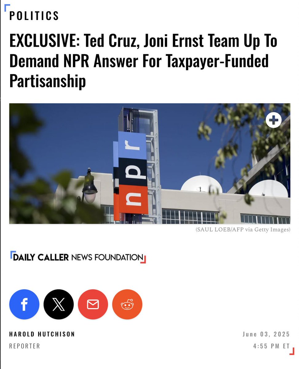 Daily Caller (@dailycaller) on Twitter photo šØāMillions in tax dollars should not be wasted funding purely partisan propaganda,āĀ <a href="/SenJoniErnst/">Joni Ernst</a> told the Daily Caller News Foundation. šØāMillions in tax dollars should not be wasted funding purely partisan propaganda,āĀ <a href="/SenJoniErnst/">Joni Ernst</a> told the Daily Caller News Foundation.