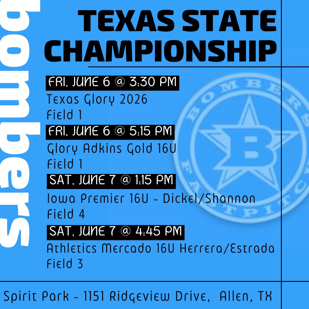 Bombers Gold 16U - AR (@bombersgoldar) on Twitter photo We can't wait for another opportunity to get better and compete against some great competition at the TCS Texas St. Championships this weekend!!
<a href="/bombers_academy/">Bombers Academy</a> <a href="/bombers_fp/">Bombers Fastpitch</a> We can't wait for another opportunity to get better and compete against some great competition at the TCS Texas St. Championships this weekend!!
<a href="/bombers_academy/">Bombers Academy</a> <a href="/bombers_fp/">Bombers Fastpitch</a>