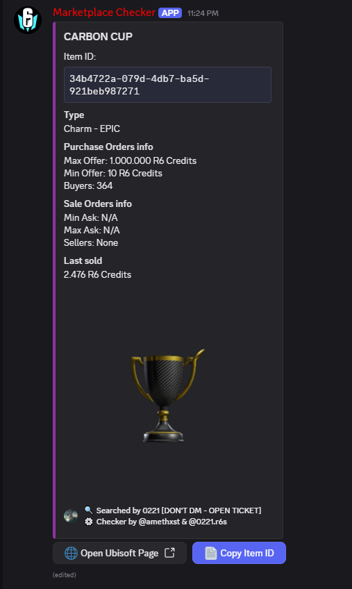 🎉 Join Our Discord Community! 🎉

We’re excited to introduce two powerful bots designed to enhance your Rainbow Six Siege experience:

• Marketplace Checker – Reveal the hidden R6S marketplace item prices in an instant.
• Ubisoft Accounts Checker – Access public Ubisoft