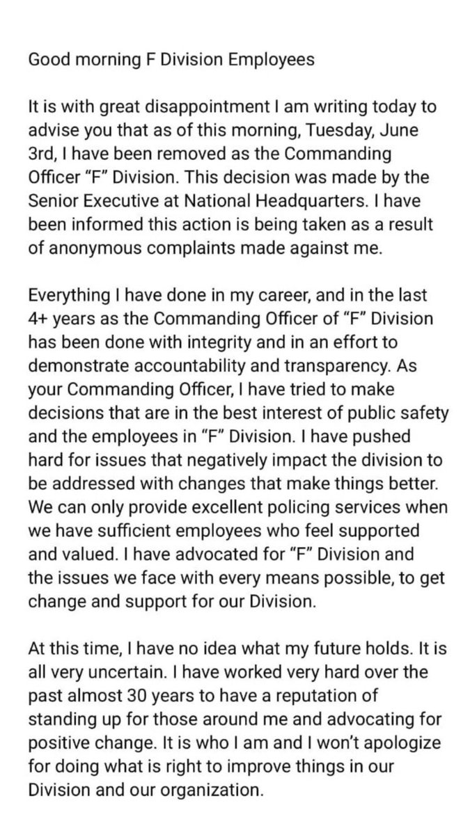 RCMP National Headquarters in Ottawa has removed Rhonda Blackmore as the commanding officer for the Saskatchewan RCMP following anonymous complaints.