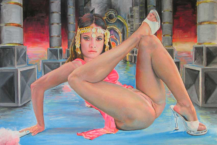 "Salome" oil painting on canvas

"Hagar has tales for us, Judith her story;
Esther exhales bright romances and musk.
There, in the dusky light, Salome dances.
Sara and Rachel and Leah and Ruth,
Fairer than ever and all in their youth,
Come at our call and go by our leave."

by