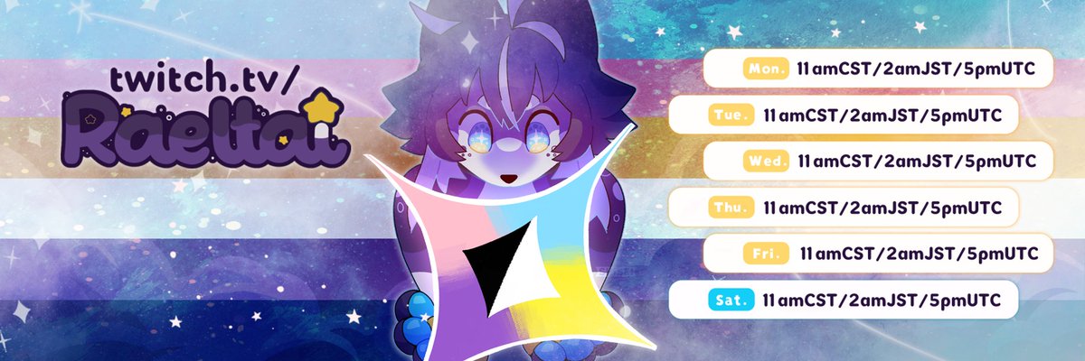 -[JUNE SCHEDULE]-
going back to 11am time slot, with potential to start slightly earlier
gonna be a lot of Warframe this month, my first time playing!
with #VTSS2025 at the end of the month

art by Shisei on bsky, gifted by Zillu <3