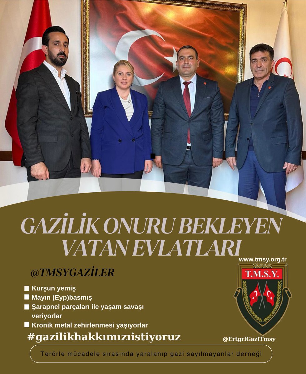 TmsyGaziler's tweet photo. Bugün Türkiye Şehit Yakınları ve Gaziler Dayanışma Vakfı da
@TmsyGaziler başkanımız  @ErtugrlGaziTmsy ve Başkan yardımcımız
Sn @mustafaulu60332  @TmsyGaziler Bursa üyemiz 
Sn @Cihattuncer10
birlikte @sehitgazivakfi
Genel Başkanı Sn Bilge Gürs hanımefendi
ziyaret edilmişir.
Sn Bilge Gürs  ile @TmsyGaziler vatan evlatlarının Gazilik haklarını için çıkacak Kanun Teklifi ilgili görüşmeler yapılmıştır. 
Herzaman yanımızda olan ve destek veren  @sehitgazivakfi 'a ve Sn. Bilge Gürs 'e @TmsyGaziler vatan evlatları adına çok teşekkür ediyoruz.
👇🇹🇷👇
#GazilikHakkımızıİstiyoruz
☝️🇹🇷☝️
@RTErdogan
@_cevdetyilmaz
@dbdevletbahceli
@eczozgurozel
@MDervisogluTR 
@yavuzagiraliog
@tciletisim
@tcsavunma 
@hulusiakarmedya 
@NumanKurtulmus
@zorlu77
@avabdullahguler 
@MahinurOzdemir 
@drbetulsayan
@FeyziBerdibek1
@dtcuneytaldemir 
@VeyselTipioglu 
@sevansivacioglu
@refik_ozen16 
@suleymansahan66
@MvDrHasanArslan
@cuneytyuksel_
@resulkurt34 
@kocakkonuralp
@ifarukaksu 
@Akparti 
@AKPartiSPBGM 
@MhpTbmmGrubu 
@MHP_Bilgi 
@YankiBagcioglu
@ozgurceylanchp
@drmetinilhan40
@SayimMadak
@leventalyyildiz 
@CemalDonat 
@mhrmkurt