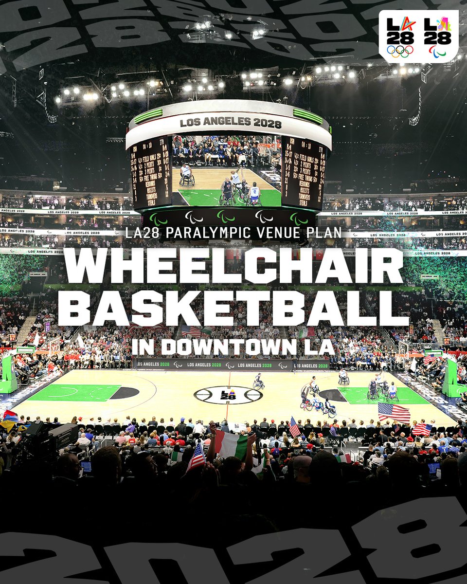 LA28 (@la28) on Twitter photo Nothing but net at the Arena in Downtown Los Angeles. 🏀
The home of the Los Angeles Sparks, Lakers and Kings–this Arena is primed to bring the energy as it welcomes Wheelchair Basketball during the 2028 Paralympic Games.
<a href="/Paralympics/">Paralympic Games</a> | <a href="/_IWBF/">IWBF ➡ #WheelchairBasketball</a> | <a href="/cryptocomarena/">Crypto.com Arena</a> Nothing but net at the Arena in Downtown Los Angeles. 🏀
The home of the Los Angeles Sparks, Lakers and Kings–this Arena is primed to bring the energy as it welcomes Wheelchair Basketball during the 2028 Paralympic Games.
<a href="/Paralympics/">Paralympic Games</a> | <a href="/_IWBF/">IWBF ➡ #WheelchairBasketball</a> | <a href="/cryptocomarena/">Crypto.com Arena</a>