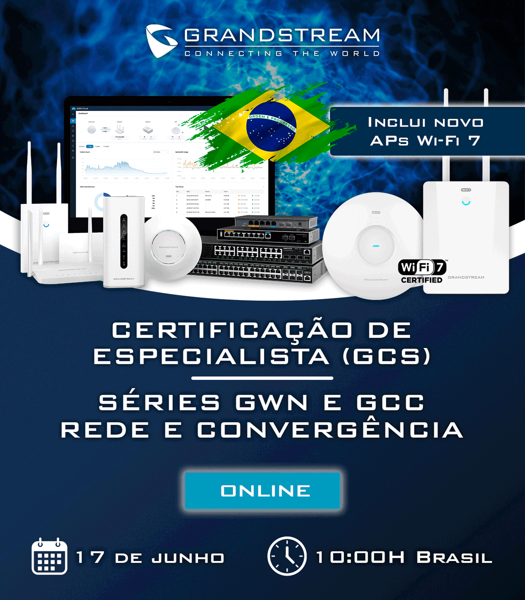🇧🇷Certificação de Especialista GCS - Networking - "Novo módulo de segurança de rede incluído"
📍Online - Grátis
📆  17 de Junho 2025
Cadastre-se no link hubs.la/Q03qs52S0