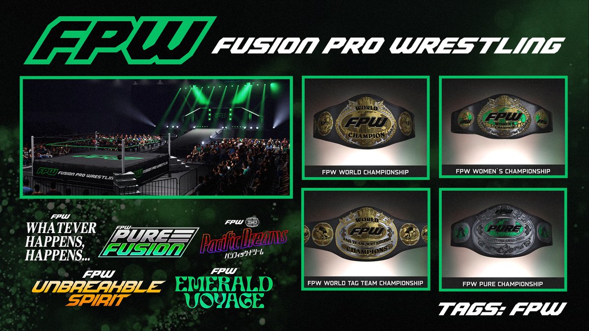 My first official #WWE2K25 Universe Mode creation is here: Fusion Pro Wrestling (FPW)!

An original indie promotion featuring:
🏆 4 custom championships
🎟️ 4 unique PPVs
🌏 1 crossover event with Japan’s Infinite Wrestling Japan (IWJ) — more on that soon.

FPW is available now!