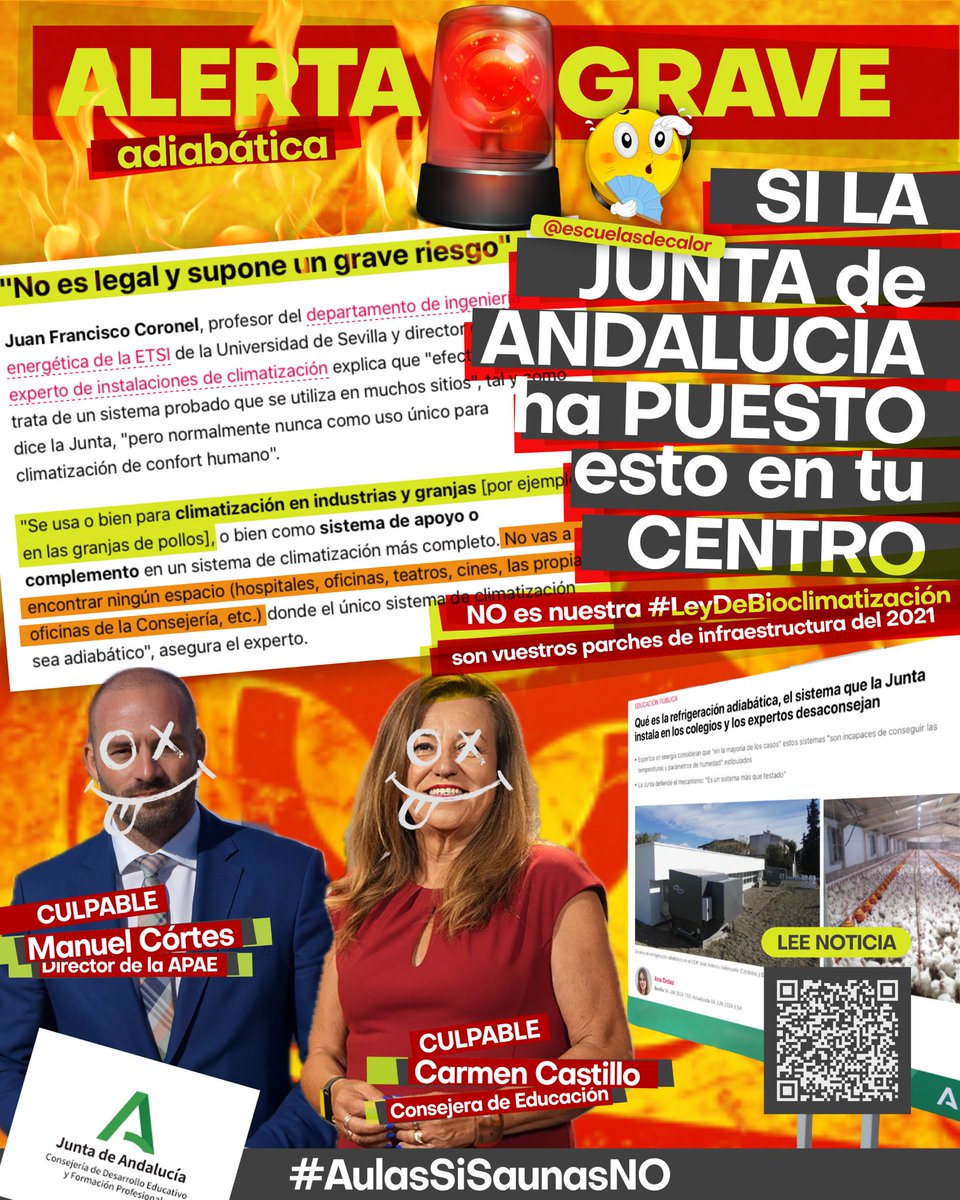 🚨Nuestros hijos ni son huevos para que los frían ni pollos de granja para enfriar 

👀 lo dicen los expertos !!

☣️ Ponen en riesgo la salud y dejan el mantenimiento y los gastos a los centro 😱😱😱

#LeyDeBioclimatizacion no es esto 
#AulasSiSaunasNo