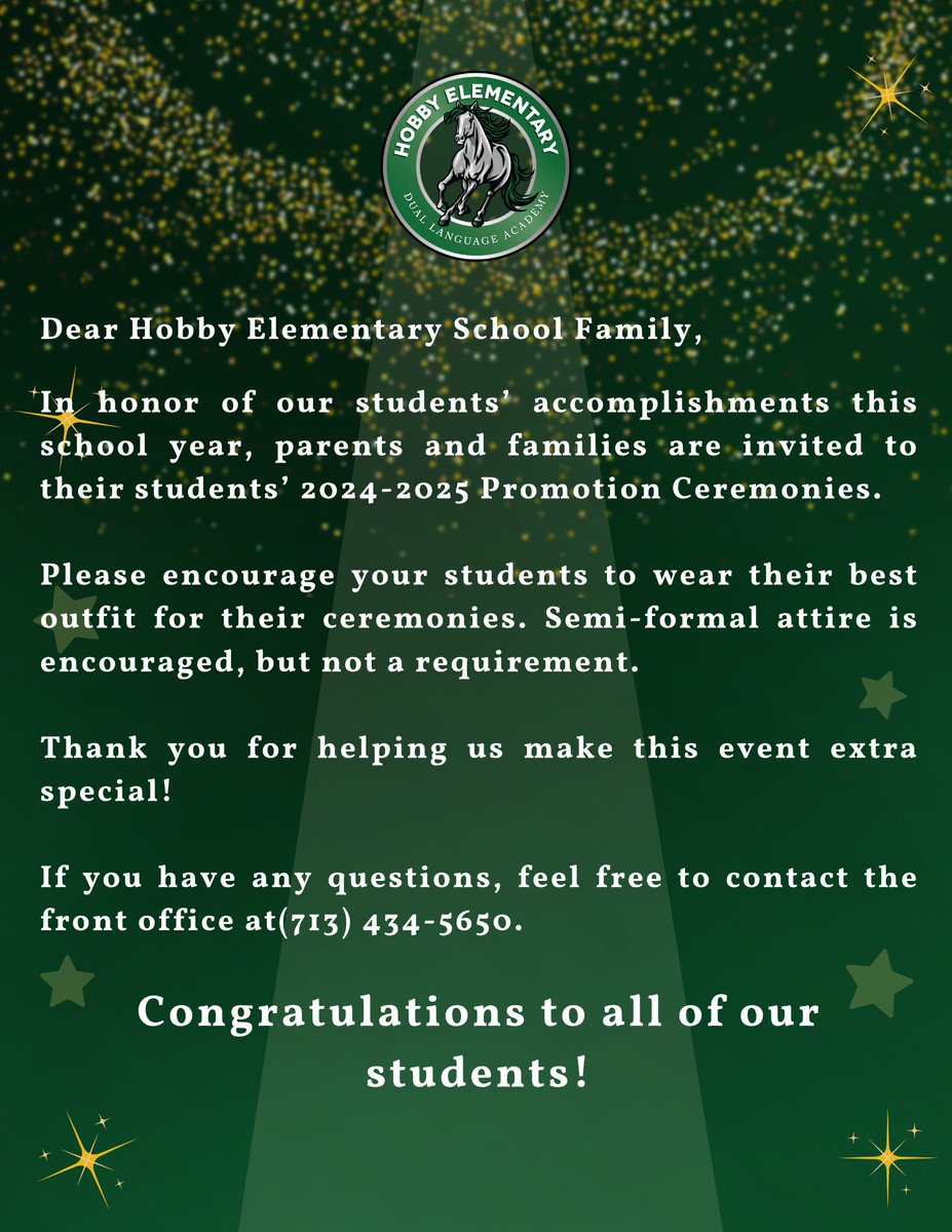 W.P. Hobby Elementary School (@hobby_mustangs) on Twitter photo 