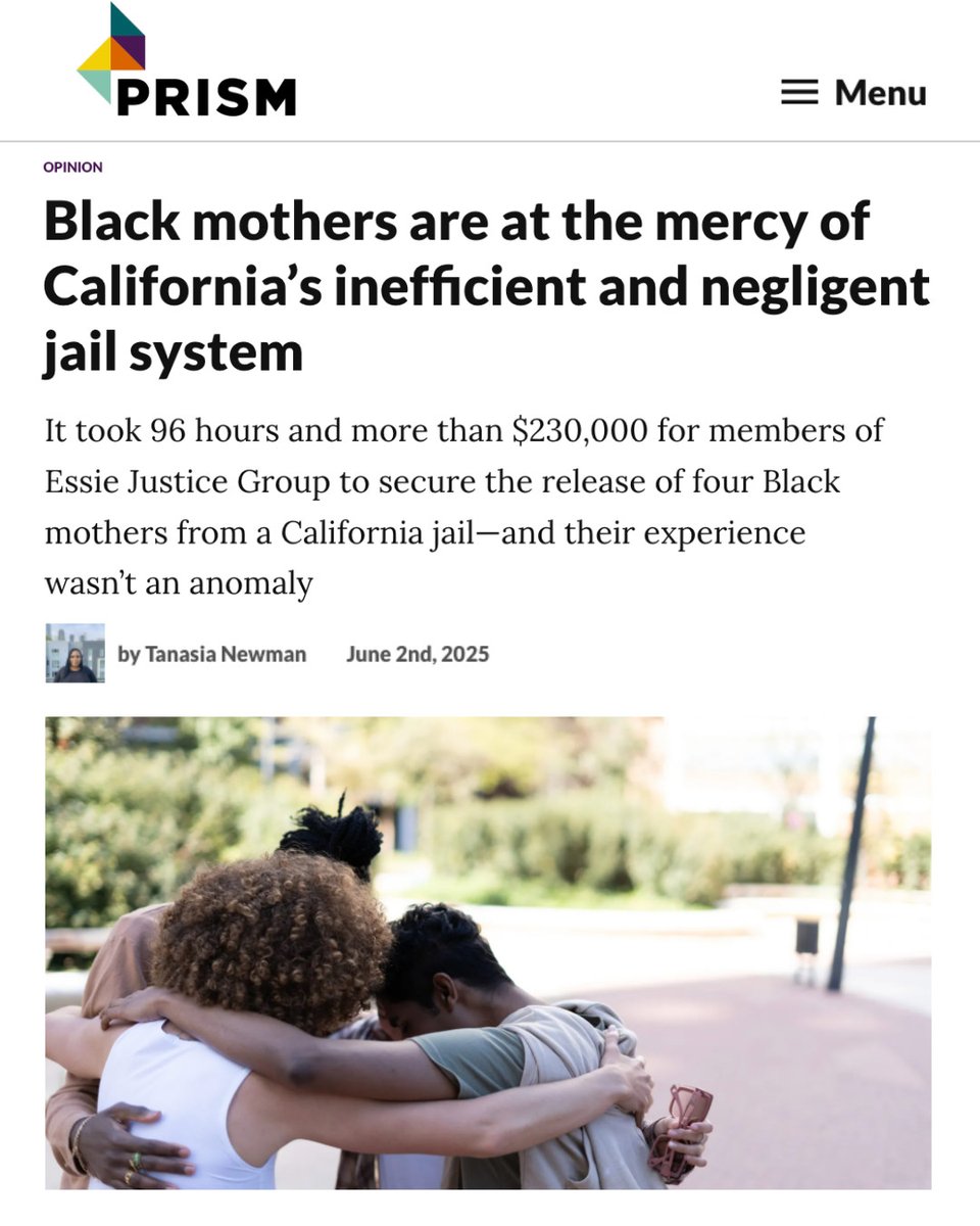 essie4justice's tweet image. &quot;It’s always the expertise of women with incarcerated loved ones that ensures safe homecomings for all of the Black mothers and caregivers we’ve bailed out.&quot;

Read the full article: prismreports.org/2025/06/02/bla…

cc: @prismreports @nationalbailout

#FreeBlackMamas