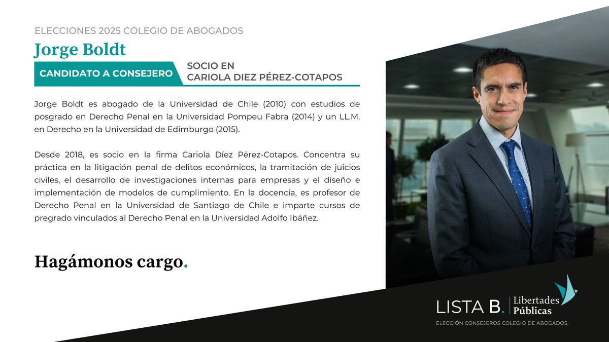 lpublicas's tweet photo. Te presentamos a Jorge Boldt, socio en Cariola Díez Pérez-Cotapos.

Conoce más sobre su trabajo y trayectoria revisando las imágenes https://t.co/m6syhXOCAZ