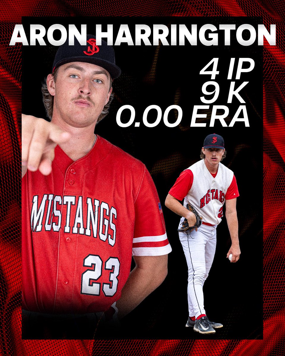 theSJmustangs's tweet photo. 3. Our Opening Day starter, Aaron Harrington pitched lights out over 4 innings with 9 strikeouts and a 0.00 ERA! https://t.co/uCPJh5lAch
