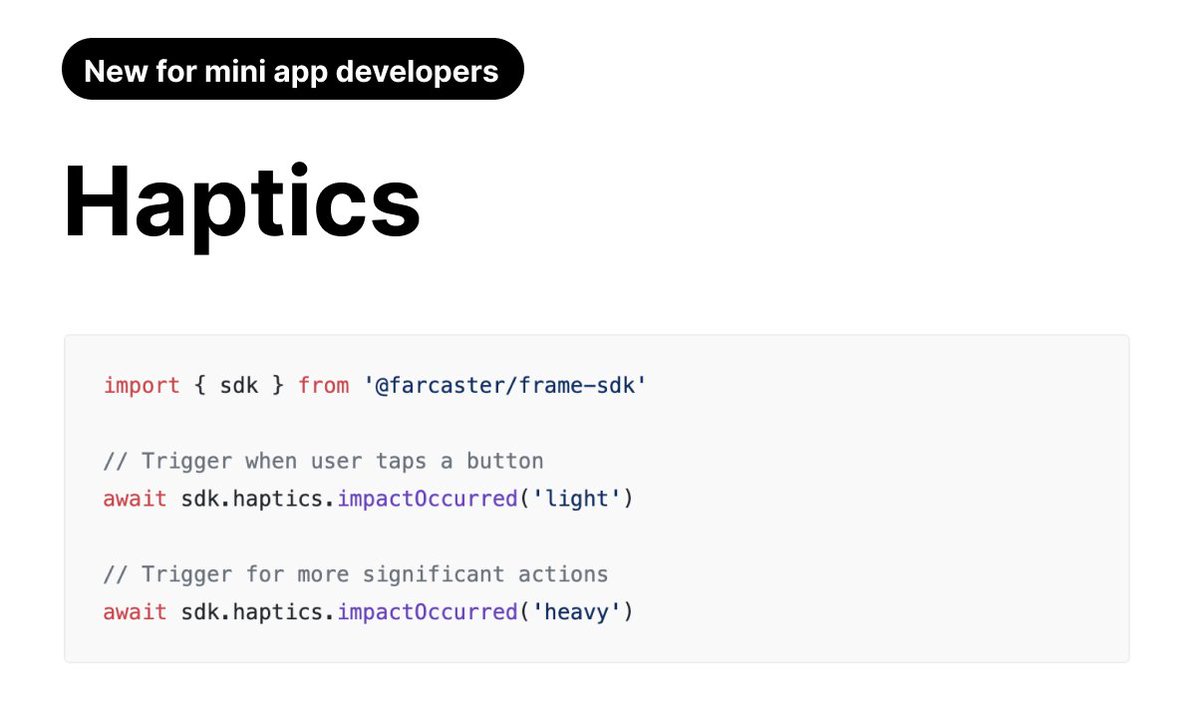 New for mini app developers: haptics