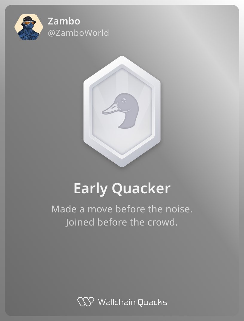 Zambo (@zamboworld) on Twitter photo You're probably gonna want this 👇🏻
All you have to do is:
- post real content (emphasis on real)
- participate
- engage
= wife changing gains
If you're a content creator and believe in <a href="/wallchain_xyz/">Wallchain Quacks</a>
Lets connect 🤝🏻
Together we quack to the moon You're probably gonna want this 👇🏻
All you have to do is:
- post real content (emphasis on real)
- participate
- engage
= wife changing gains
If you're a content creator and believe in <a href="/wallchain_xyz/">Wallchain Quacks</a>
Lets connect 🤝🏻
Together we quack to the moon