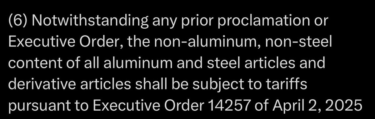New steel &amp; aluminum tariffs put tariffs on the non-metal content in derivatives, so if you have a $1k bicycle that’s 40% aluminum you pay a 50% tariff on $400 then a 10% tariff on $600—Unless the bike is from 🇬🇧🇨🇦🇨🇳🇲🇽 in which case the numbers are completely different. Insanity.