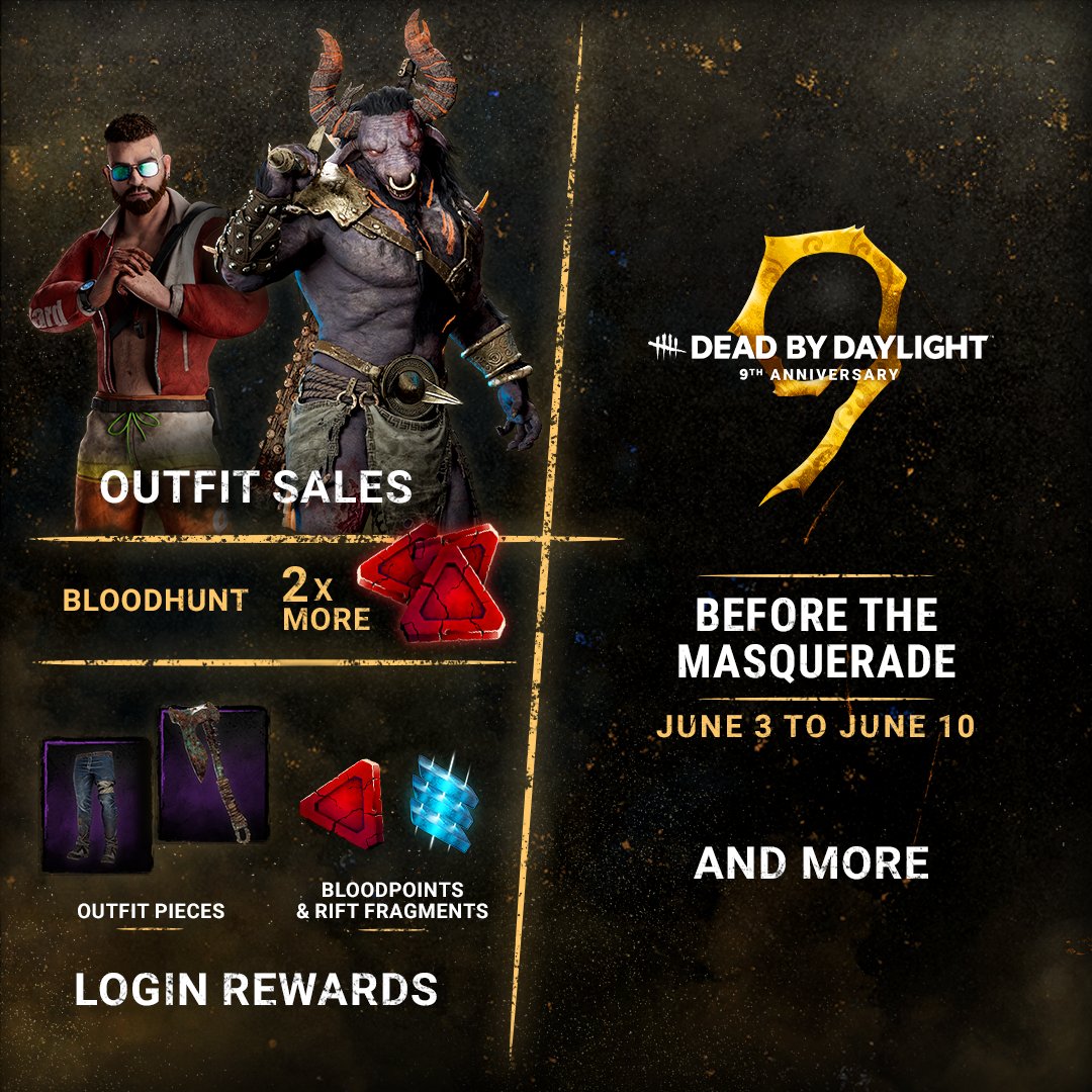 The celebration continues with a Bloodhunt, login rewards and Outfit sales until June 10. 🎉