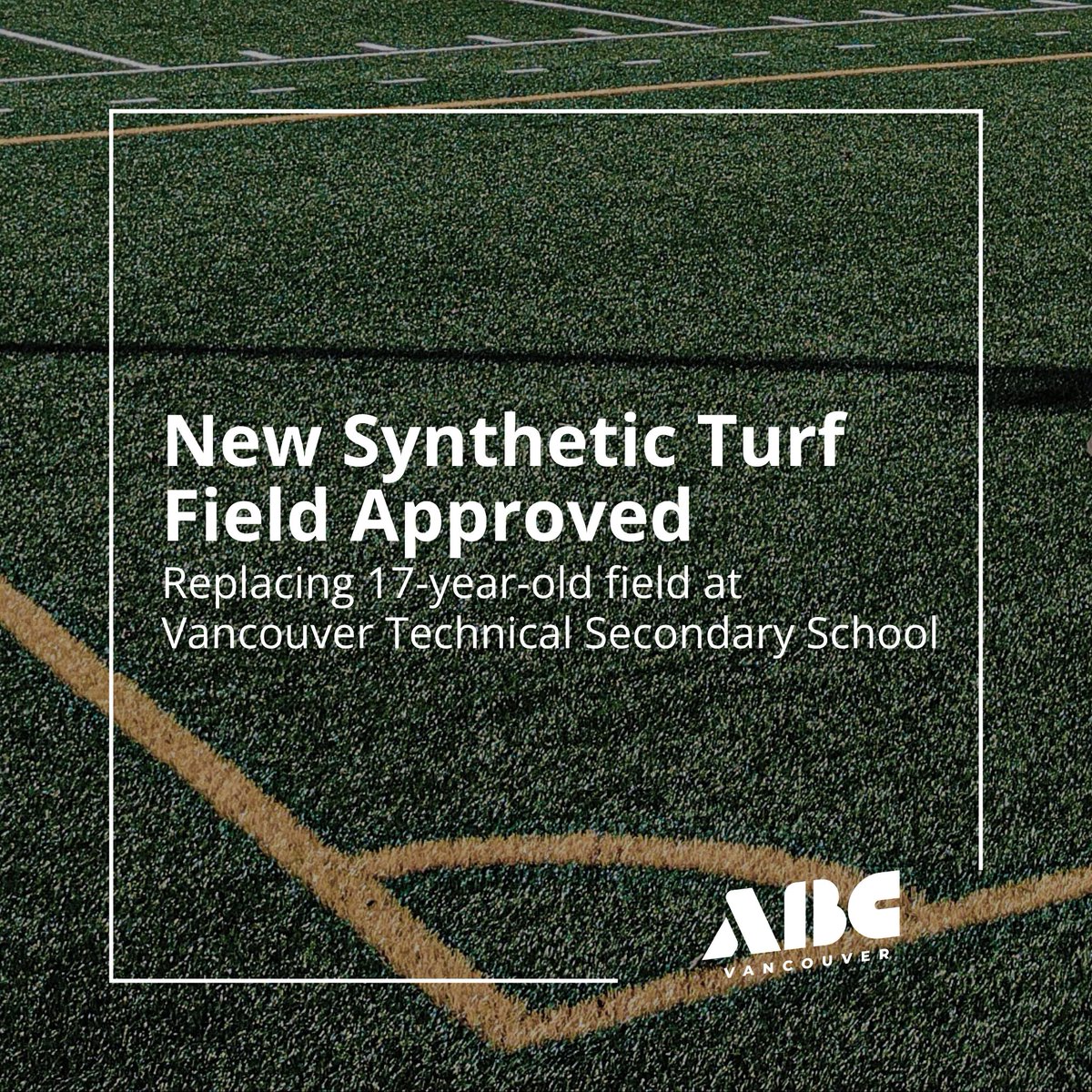 ⚽ New Turf, Coming Soon!

A brand-new synthetic turf field is coming to Vancouver Technical Secondary School!

After 17+ years of wear, the current field is getting a much-needed $1.2M upgrade.