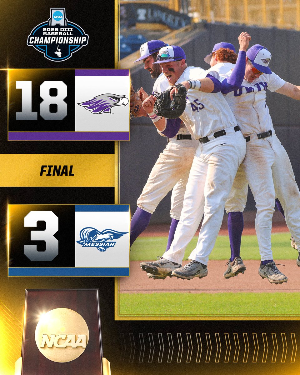 NCAA Division III (@ncaadiii) on Twitter photo WHITEWATER MAKING A STATEMENT‼️🤯🔝
<a href="/UWWAthletics/">Warhawk Athletics</a> takes the 1-0 lead over <a href="/MessiahSports/">Messiah Athletics</a> in the Championship Series!
#WhyD3 | #D3baseball WHITEWATER MAKING A STATEMENT‼️🤯🔝
<a href="/UWWAthletics/">Warhawk Athletics</a> takes the 1-0 lead over <a href="/MessiahSports/">Messiah Athletics</a> in the Championship Series!
#WhyD3 | #D3baseball