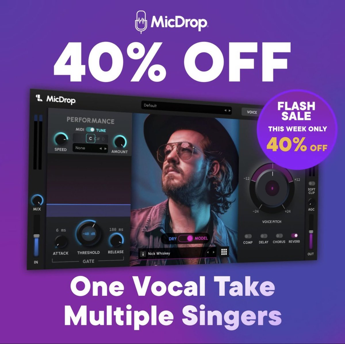 Last call! MicDrop is 40% off for the next 24 hours! Go to soundlabs.ai or the link in our bio and grab the only one click, instant vocal transformation plugin available! 🚨🎤