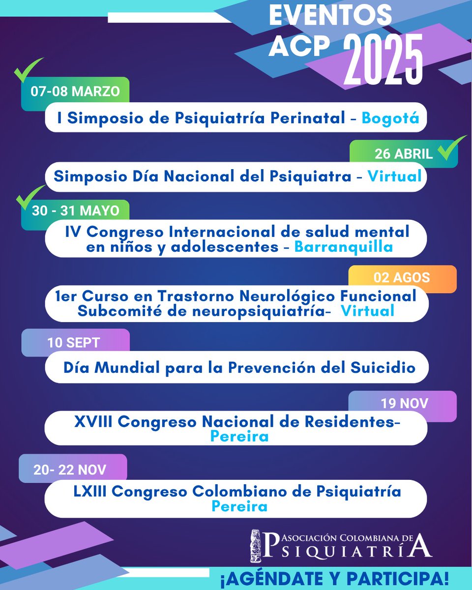Con gran satisfacción anunciamos que hemos concluido con éxito los eventos del primer semestre del año.

Pero la emoción continúa. ¡Los invitamos a participar en el 1er Curso en Trastorno Neurológico Funcional, organizado por el Subcomité de Neuropsiquiatría! 🧠💡

🗓️ 2 de agosto